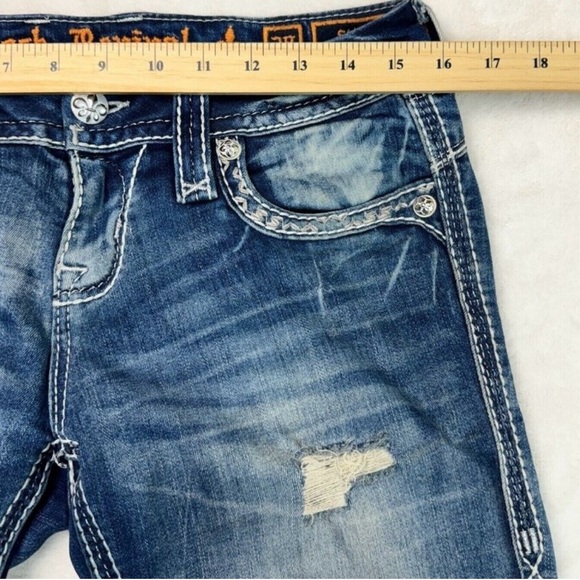 Rock Revival Low Rise Stacey Distress Glittered Pockets Skinny Jeans Size 28 - Picture 10 of 13